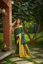 Thumbnail for Jyoti Fashion Women's Bottle Green Paithani Silk Zari Woven Saree with Blouse - Distacart