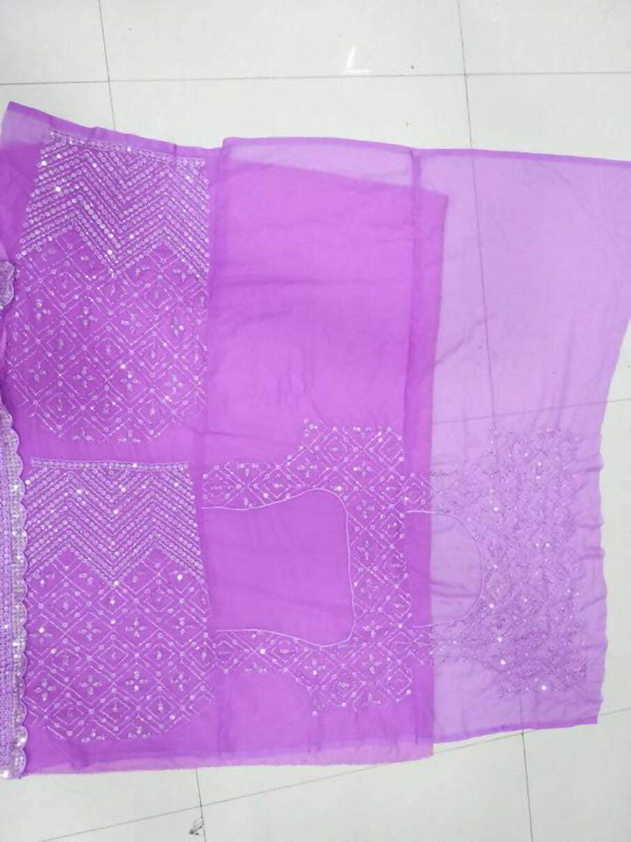 Jyoti Fashion Beautiful Lavender Sequence with Thread Embroidery work Faux Georgette Lehenga Choli with Dupatta - Distacart