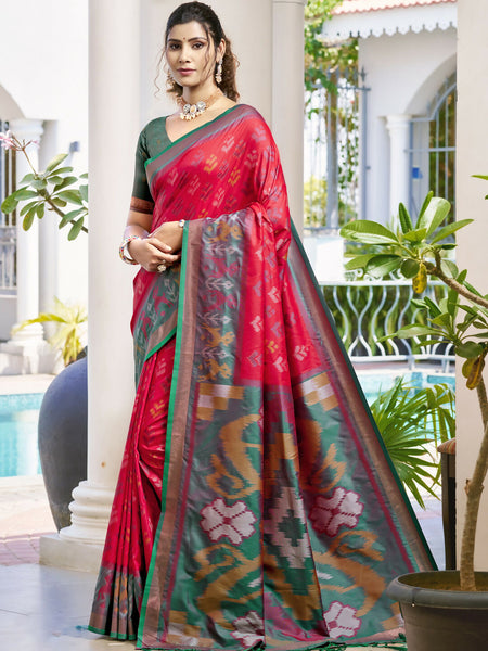 Astita Pochampalli Silk Red Saree