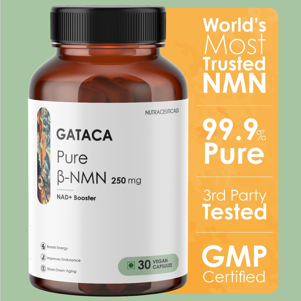 GATACA Pure β-NMN -  250 mg Capsules, Backed by 21 Patents