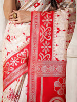 Thumbnail for Astita Linen Cotton Red & White Saree