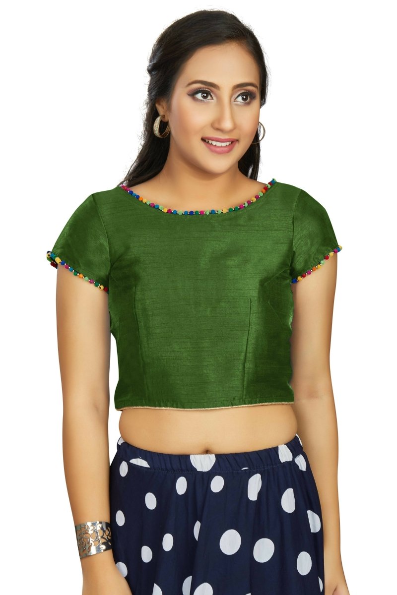 Aastha Fashion Women's Green Art Silk Designer Party Wear Readymade Blouse - Distacart