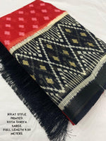 Thumbnail for Red Polycotton Ethnic Motifs Saree with Unstitched Blouse - A2M