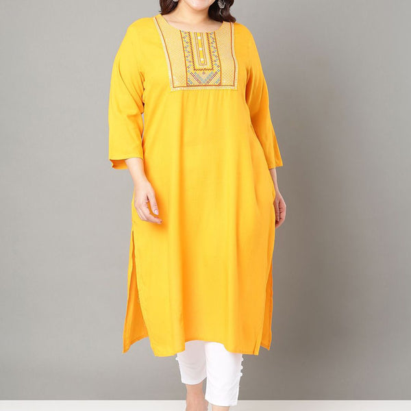 Sztori Floral Embroidered Yoke Design Sequined Straight Kurta - Distacart