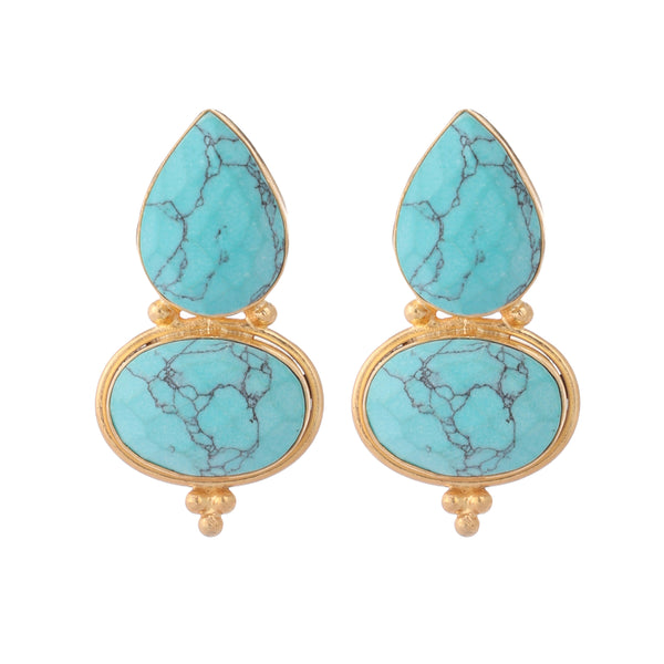 Nuyug 22K Gold Plated Turquoise Embrace Earrings