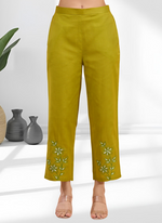 Thumbnail for Joban Fashion Green Cotton, Linen Embroidered Readymade Cord Set - Distacart