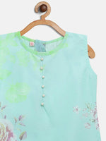 Thumbnail for Ahalyaa Aqua Blue Crepe Printed Kids Kurta Palazzo Sets For Girls - Distacart