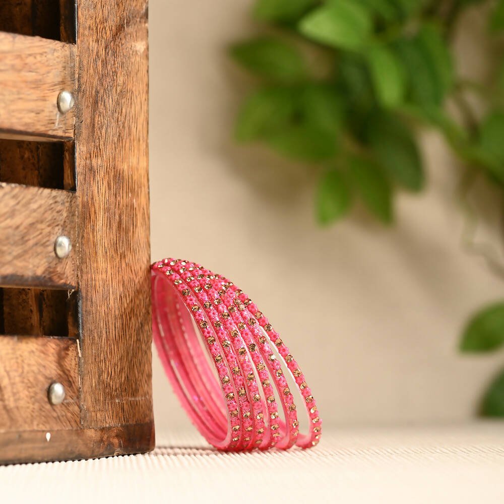 Afast Elegant Bridal & Wedding Party Fashion Bangle/Kada Set, Pink, Glass, Pack Of 12 Model No- A24 - Distacart