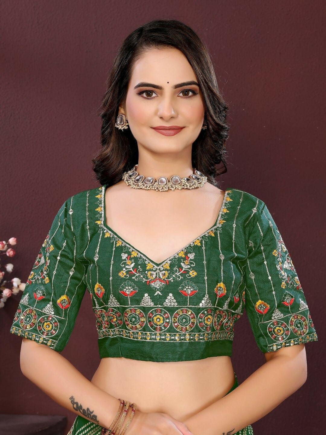 Ai Fashion Green Georgette Digital Print Party Wear Saree