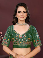 Thumbnail for Ai Fashion Green Georgette Digital Print Party Wear Saree