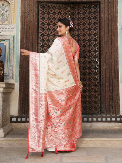 Shree Shyam Fashion White Silk Saree - Distacart