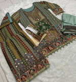 Thumbnail for Anaita Sea Green Heavy Crepe Silk Ready Made Suit with Multi Digital Printed & Aari Work - Distacart
