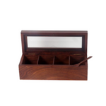 Thumbnail for Creation India Craft Wooden Spice Box with 4 Large Partitions & Spoon, Spice Container - Dista