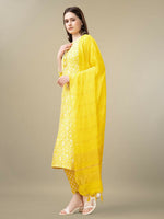 Thumbnail for Jyoti Fashion Women's Yellow Rayon Embroidery & Sequence work Kurta with Trouser & Dupatta - Distacart