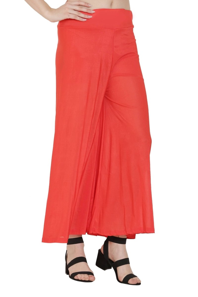 Asmaani Red Color Lycra Fabric Flared Palazzo