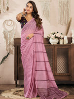 Thumbnail for Joban Fashion Coral Pink Paisley & Geomatric Linen Ready To Wear Saree With Unstitched Blouse - Distacart