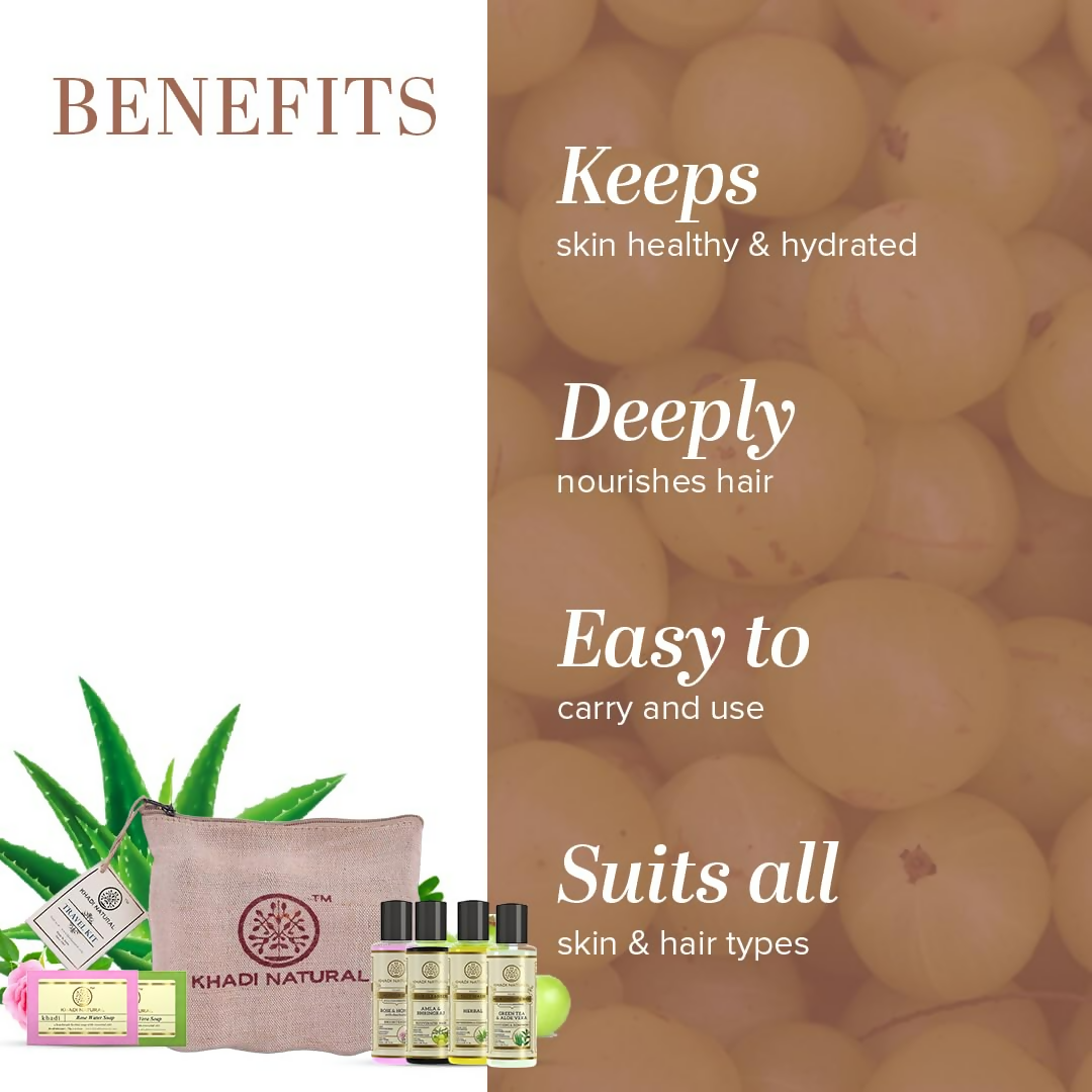 Khadi Natural Travel Kit Skincare & Haircare Essentials On-The-Go - Distacart