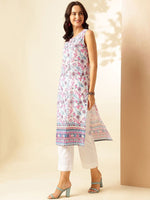 Thumbnail for Anouk Floral Printed Keyhole Neck Pure Cotton Straight Kurta - Distacart