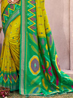 Thumbnail for Shree Shyam Fashion Light Green Pochampally Silk Saree - Distacart