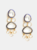 Thumbnail for Ruby Raang 22k Gold Polished Blue Meenakari Kundan Layered Necklace With Earrings & Maang Tikka