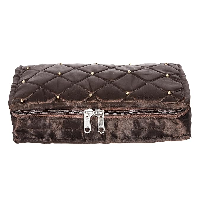 Asmaani 7 Pocket Brown Satin Jewellery Kit - Distacart