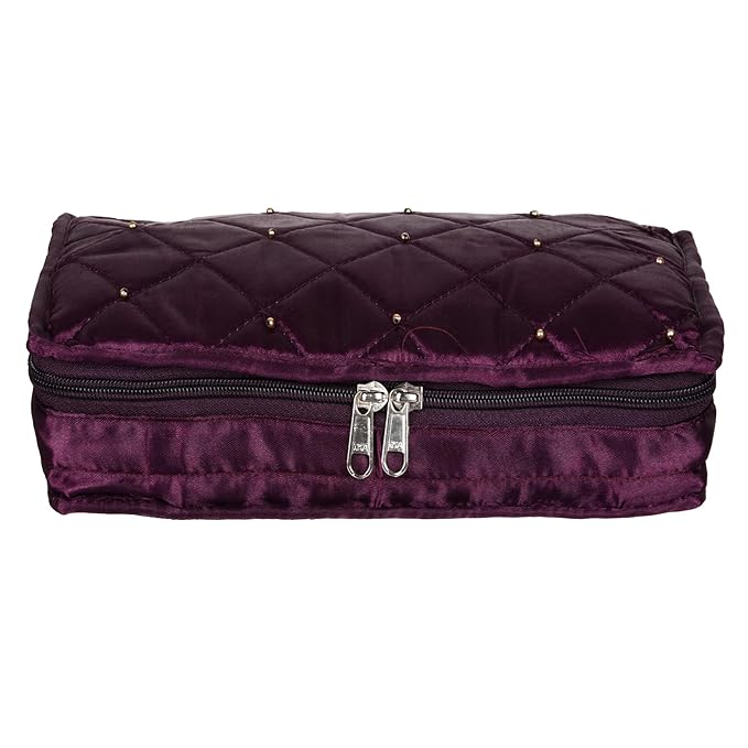 Asmaani 7 Pocket Wine Satin Jewellery Kit - Distacart