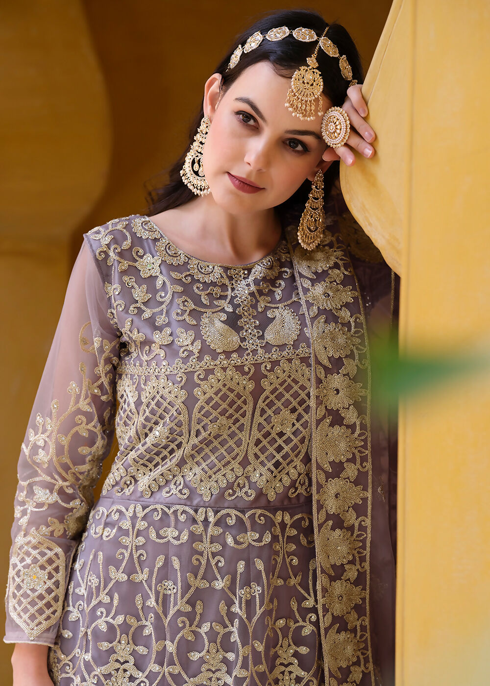 Pretty Pink Pure Butterfly Net Wedding Wear Anarkali Suit - Emponline - Distacart