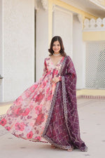Thumbnail for Aastha Fashion Women's White Russian silk Digital Printed Gown with Dupatta - Distacart