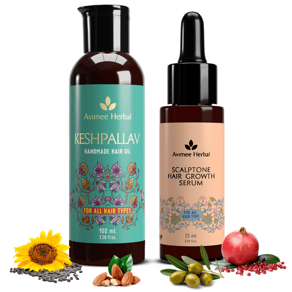 Avimee Herbal Keshpallav Hair Oil And Scalptone Hair Growth Serum Combo - Distacart