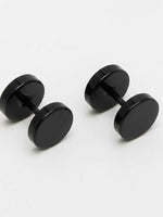 Thumbnail for NVR Men's Black Rhodium Plated Studs Earrings - Distacart