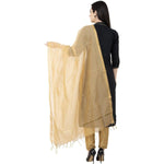Thumbnail for A R SILK Chanderi Piping Regular Dupatta Golden Color Dupatta or Chunni