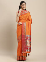 Thumbnail for Astita Silk Blend Ornage Saree