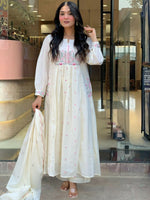 Thumbnail for The52 White Women's Beautiful Cotton Fabric Thread Work Straight Kurta Pant and Dupatta Set - Distacart