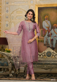Thumbnail for Partywear Designer Rose gold Cotton Silk Stitched Suit With Dupatta - Tanisha - Distacart