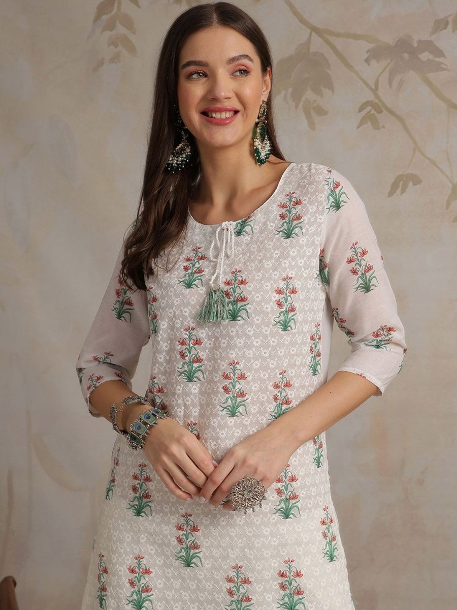 Anouk Women Geometric Printed Mirror Work Kurta - Distacart