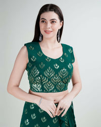 Thumbnail for Green Georgette Sequence Embroidered Lehenga Choli with Dupatta - Tanya - Distacart