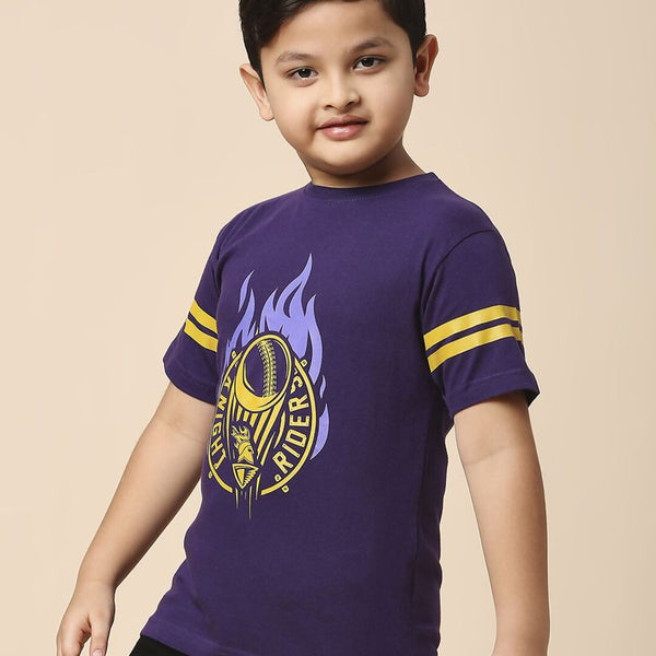 Fancode Kids Kolkata Knight Riders Graphic Printed Round Neck Cotton IPL T-Shirts - Distacart