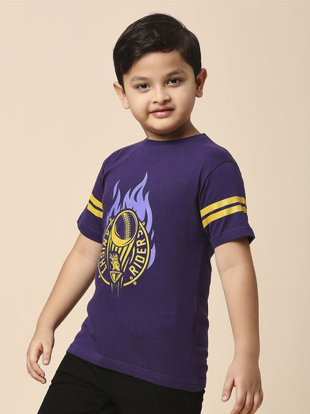 Fancode Kids Kolkata Knight Riders Graphic Printed Round Neck Cotton IPL T-Shirts - Distacart
