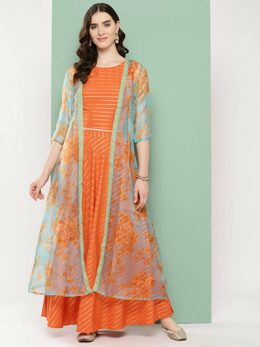 Ahalyaa Women's Traditional Wear Co-ods - Orange - Distacart