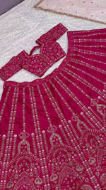 Thumbnail for Aastha Fashion Magenta Heavy Slub Silk Designer Wedding Wear Lehenga Choli