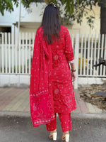 Thumbnail for The52 Red Women's Beautiful Rayon Fabric Printed Work Straight Kurta Pant and Dupatta Set - Distacart