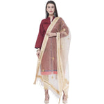 Thumbnail for A R SILK Light golden Color Flower mirror Orgenza cotton Dupattas and Chunnis