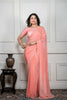 Morchari Peach Chiffon Hand Embroidery Saree And Stitched Blouse - Distacart