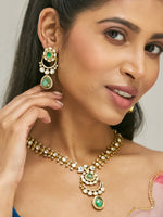 Thumbnail for Nuyug 22K Gold-Plated Kundan Studded Faux Jasper Stone Necklace Set
