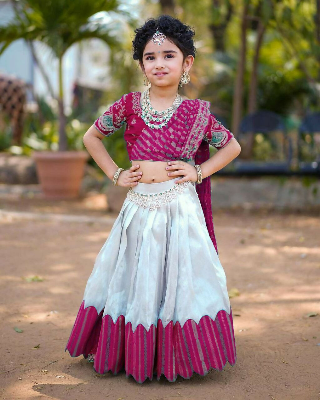 Jyoti Fashion Classy Wine Heavy Chenille Sequins Embroidered Kids Lehenga Choli Set - Distacart