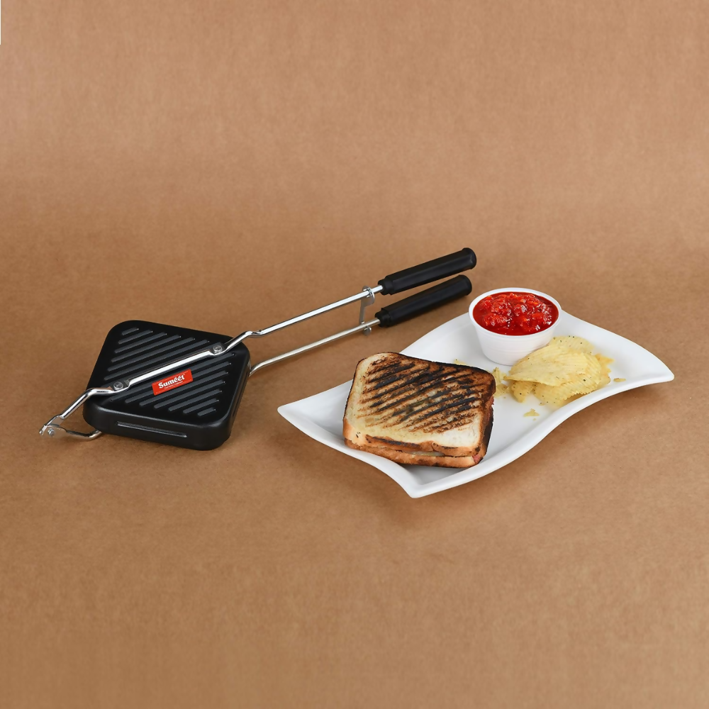 Sumeet Aluminium Nonstick Grill Gas Sandwich Toaster - Black - Dista