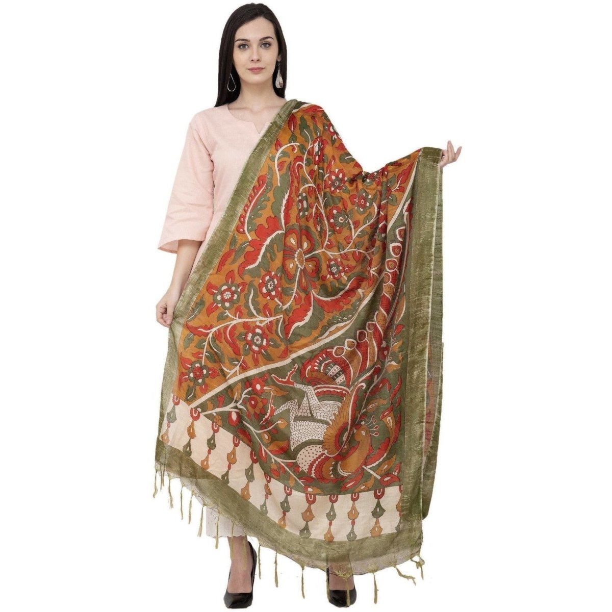 A R Silk Modal Kalamkari Print Fancy Dupatta Color Multi Print Dupatta or Chunni