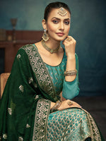 Thumbnail for Anaita Light Green Premium Embroidered with servos waki diamond Vichitra Silk Stitched Salwar Suit - Distacart
