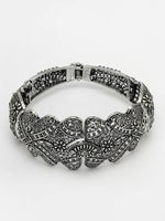 Thumbnail for NVR Women's Silver-Toned German Silver Oxidised Kada Bangle - Distacart