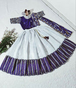 Thumbnail for Jyoti Fashion Classy Blue Heavy Chenille Sequins Embroidered Kids Lehenga Choli Set - Distacart